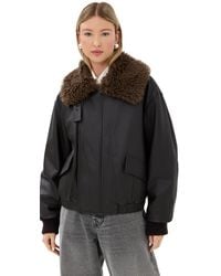 Lemaire - Leather Blouson With Shearling Collar - Lyst
