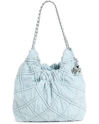 Tory Burch - Fleming Denim Mini Hobo Bag - Lyst