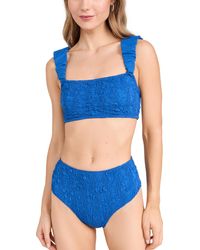 Sea - Slone Solid Smocked Bikini Top - Lyst