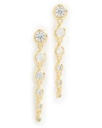 By Adina Eden - Cubic Zirconia Bezel Graduated Drop Stud Earrings - Lyst