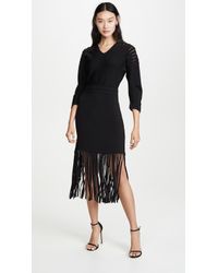 Yigal Azrouël Fringe Hem Dress - Black