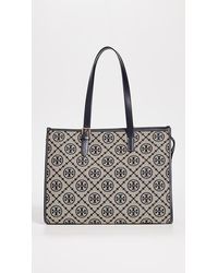 Tory Burch Perry T Monogram Jacquard Embroidered Triple Tote in Black