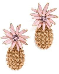 Oscar de la Renta - Flower Post With Cactus Drop Earrings - Lyst