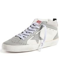 Golden Goose - Mid Star Leather And Net Crystal Star Sneakers - Lyst