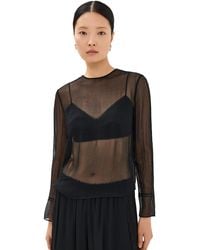 Vince - Sheer Lace Trim Top - Lyst