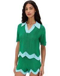 English Factory - Scallop Short Sleeve Knit Polo - Lyst