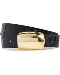 L'Agence - Milou Domed Croc Embossed Belt - Lyst