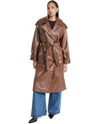 Apparis - Isa Crinkle Faux Leather Trench Coat - Lyst