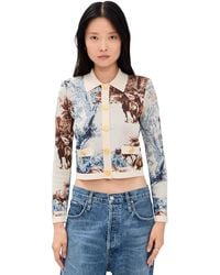 L'Agence - Osiris Jacquard Collared Cardigan - Lyst