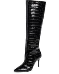 Black Suede Studio - Tory Knee High Pointy Toe Mid Heel Boots - Lyst