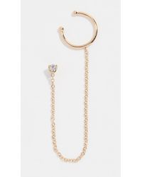 Zoe Chicco - 14k Gold Diamond Stud With Wire Ear Cuff - Lyst