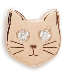 Zoe Chicco - 14K Single Itty Bitty Cat With Diamond Eyes Stud Earring - Lyst