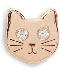 Zoe Chicco - 14k Single Itty Bitty Cat With Diamond Eyes Stud Earring - Lyst