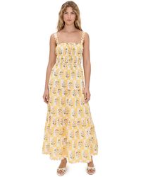 Saylor - Zarina Floral Block Print Midi Dress - Lyst