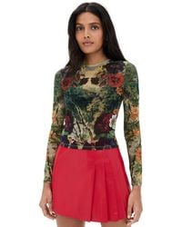 Alice + Olivia - Delaina Printed Mesh Crop Top - Lyst