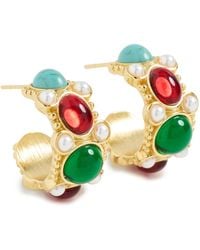 Kenneth Jay Lane - Pearl Hoop Pierced Earrings - Lyst