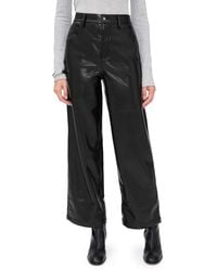 FAVORITE DAUGHTER - The Mischa Faux Leather Super High Rise Wide Leg Ankle Pants - Lyst