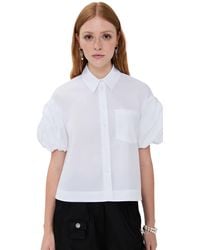 Simone Rocha - Cropped Puff Bow Sleeve Shirt - Lyst