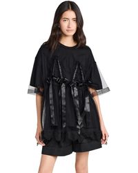 Simone Rocha - Ione Rocha Net Overlay T-hirt With Ruched Bow - Lyst