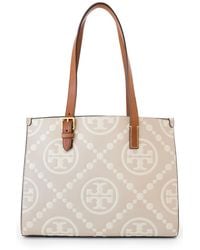 Tory Burch - T Monogram Contrast Embossed Small Tote - Lyst