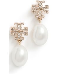 Tory Burch - Moondance Pearl And Pavé Drop Earrings - Lyst