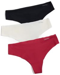 Calvin Klein - Cavin Kein Underwear Invisibes 3 Pack Thong Red Bud/ Vania Ice/ Back - Lyst