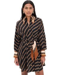 zimmermann shirt mini dress black Zimmermann Black Contrast Embroidered Frill Mini Dress