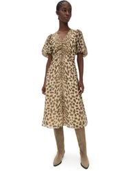 Sea - Claude Print Puff Sleeve Midi Dress - Lyst