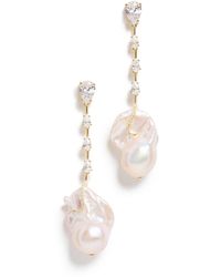 By Adina Eden - 14k Dangling Baroque Pearl Stud Earrings - Lyst