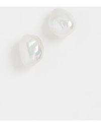 AGMES Pearl Stud Earrings - White