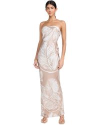 Rococo Sand - Maxi Strapess Dress Ight Brown And White - Lyst