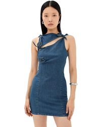 Coperni - Denim Asymmetric Flower Mini Dress - Lyst