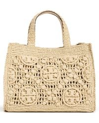 Tory Burch - T Monogram Raffia Square Tote - Lyst
