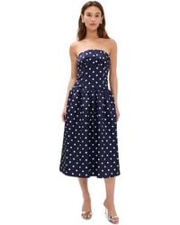 Self-Portrait - Polka Dot Satin Midi Dress - Lyst