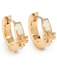 Tory Burch - Icon Enamel Huggie Hoop Earrings - Lyst