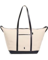 Polo Ralph Lauren - Leather Trim Canvas Large Shopper Tote - Lyst