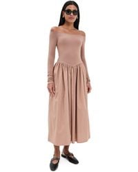 Le Bos - Colette Mixed Fabric Off Shoulder Dress - Lyst