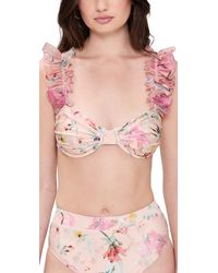 PATBO - Lily Flower Flutter Sleeve Bikini Top - Lyst