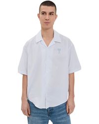 Ami Paris - Striped Logo Camp Collar Shirt - Lyst
