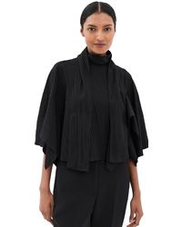Tibi - Creased Acetate Drape Cape Tie Top - Lyst