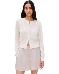 White + Warren - Cashmere Crew Neck Cardigan - Lyst