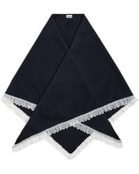Ganni - Wool Lace Triangular Scarf Xxl - Lyst