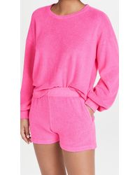 Sundry Faux Sherpa Sweatshirt - Pink
