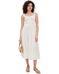 Moon River - Adjustable Strap Shirred Midi Dress - Lyst