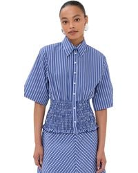 Brandon Maxwell - The Harte Button Up Shirt With Smocked Bodice - Lyst