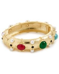 Kenneth Jay Lane - Jet Dots Hinged Oval Bracelet - Lyst