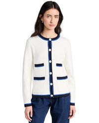 Alex Mill - Aex I Caie Tipped Cardigan Ivory/navy/bue - Lyst