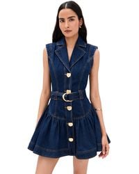 Aje. Juno Embellished Cutout Denim Mini Dress in Blue | Lyst