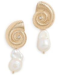 Ettika - Nautilus Shell Freshwater Earrings - Lyst