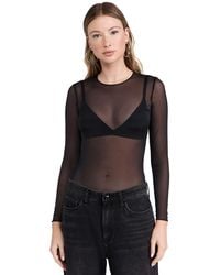 Commando - Chic Mesh Crew Neck Long Sleeve Thong Bodysuit - Lyst